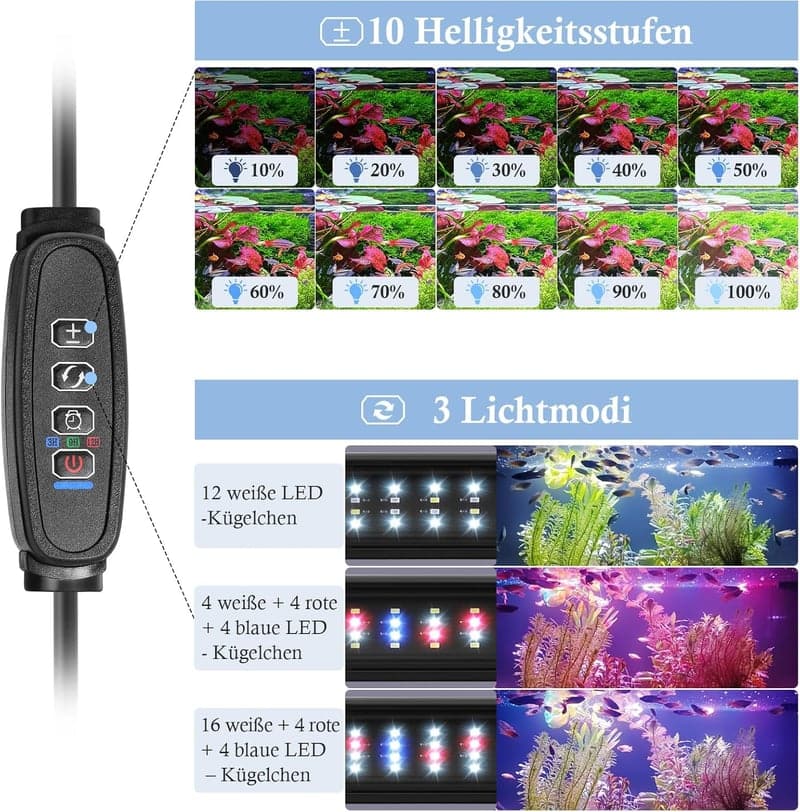 USB Mini Aquarium LED Licht mit Vollspektrum und verstellbaren Halterungen für Süßwassertank