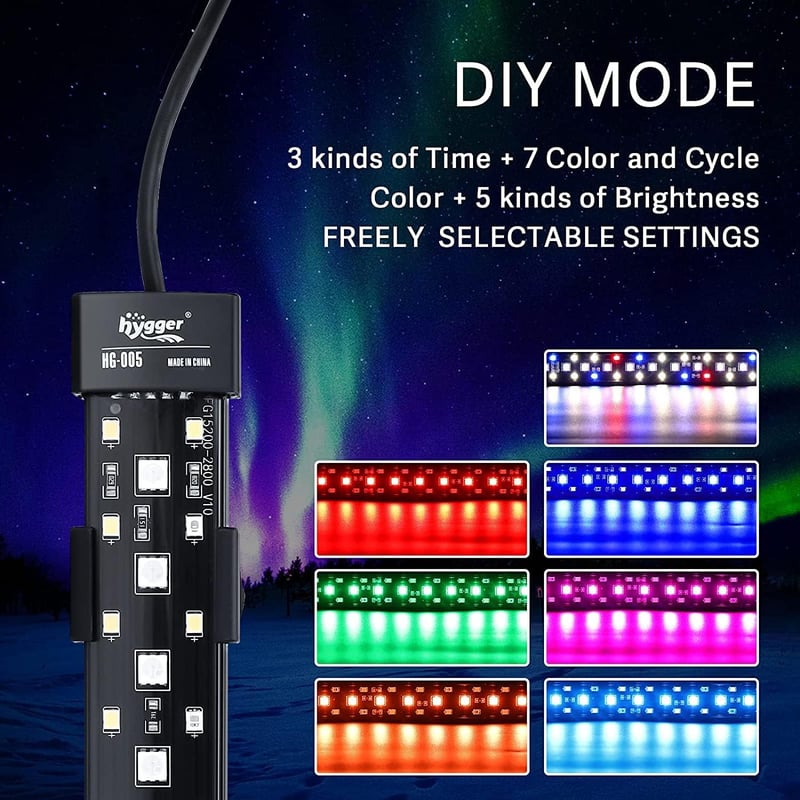 Hygger 24/7 Unterwasser LED Licht für Aquarien mit 7 Farben und Timer