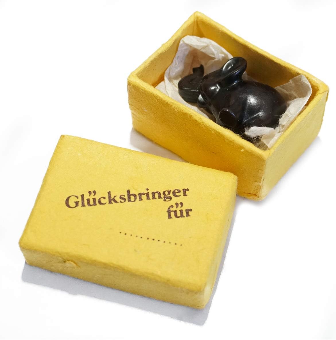 Glücksbringer Elefant aus Polyresin im Geschenkkarton, 4,5 x 3 cm