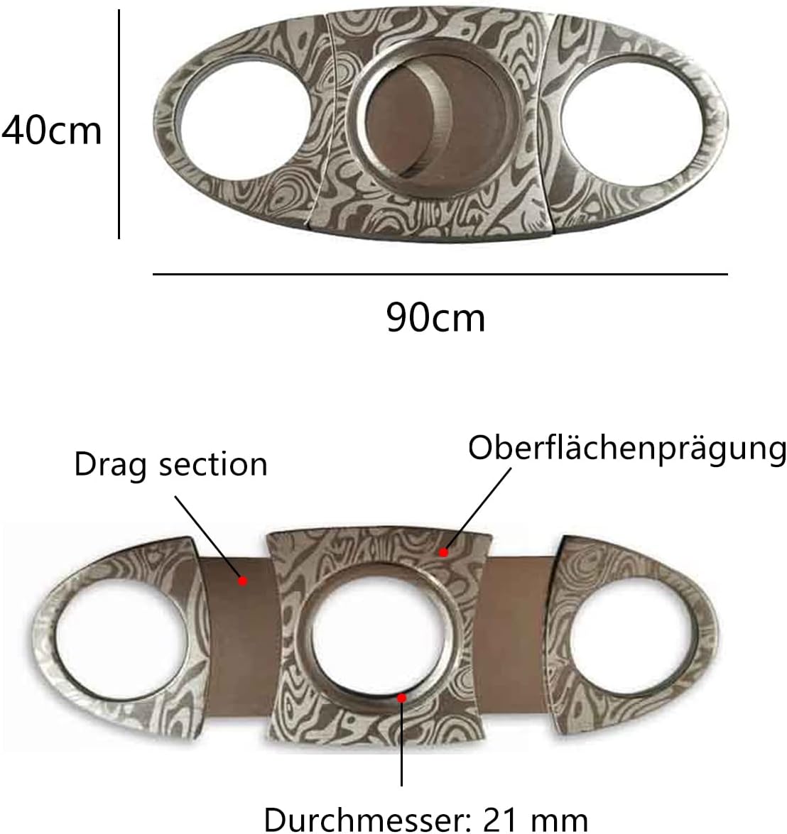 Zigarrenschneider aus Damaststahl für die meisten Zigarren