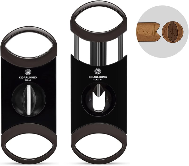 CIGARLOONG V-Cutter für Zigarren aus schwarzem Edelstahl
