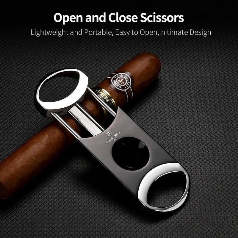 CIGARLOONG V-Cutter für Zigarren aus schwarzem Edelstahl