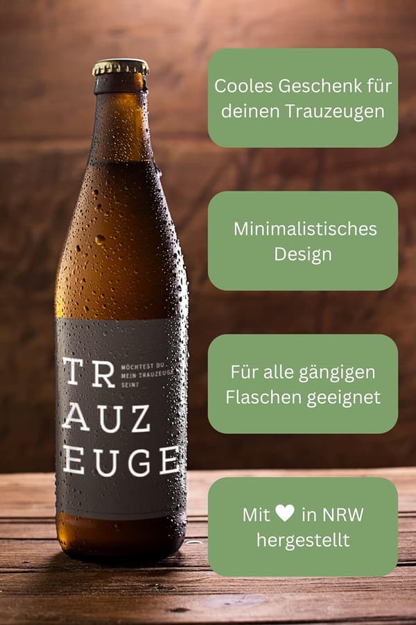 Flaschenetikett Trauzeuge - Selbstklebendes Geschenk für Männer
