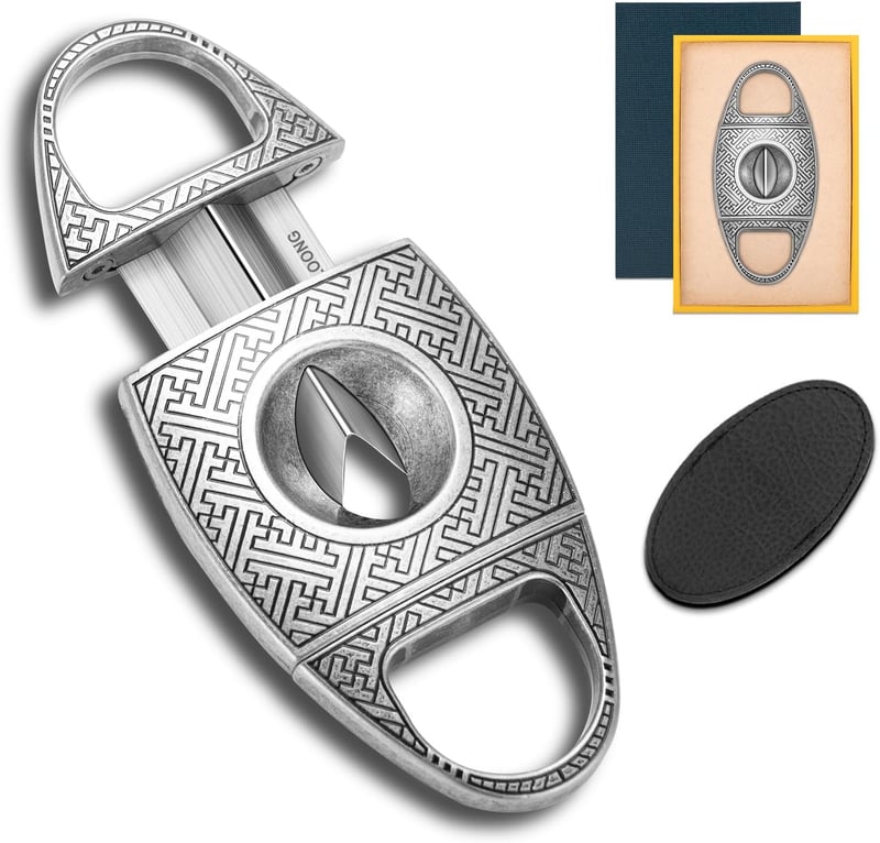 Edelstahl Zigarrenschneider mit graviertem V-Schneider für Zigarren