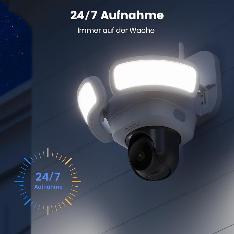 AOSU 5MP WLAN Außenüberwachungskamera mit 2600 Lumen Flutlicht