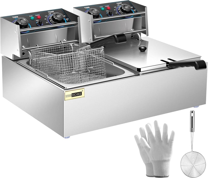 VIVOHOME 19,6L Öl-Fritteuse mit 5000W und 60-Minuten-Timer