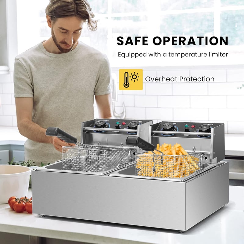 VIVOHOME 19,6L Öl-Fritteuse mit 5000W und 60-Minuten-Timer