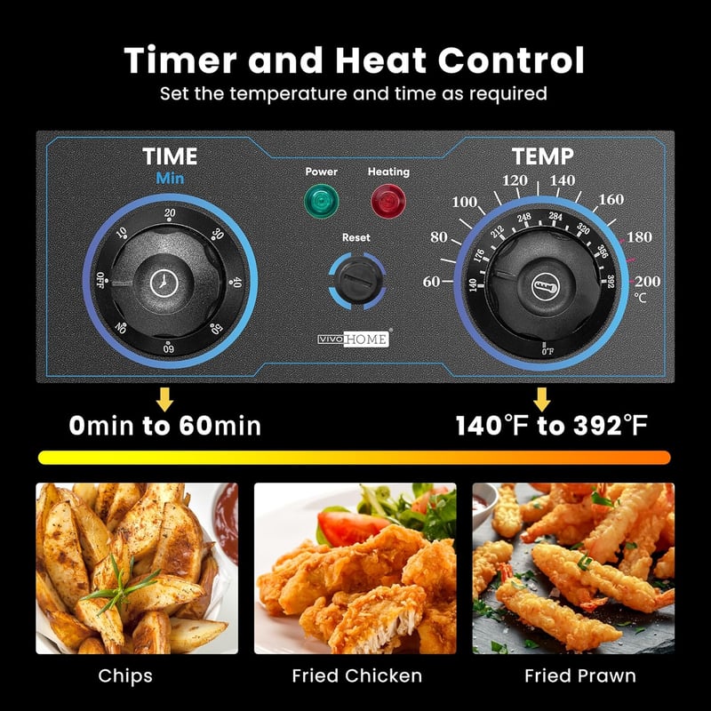 VIVOHOME 19,6L Öl-Fritteuse mit 5000W und 60-Minuten-Timer
