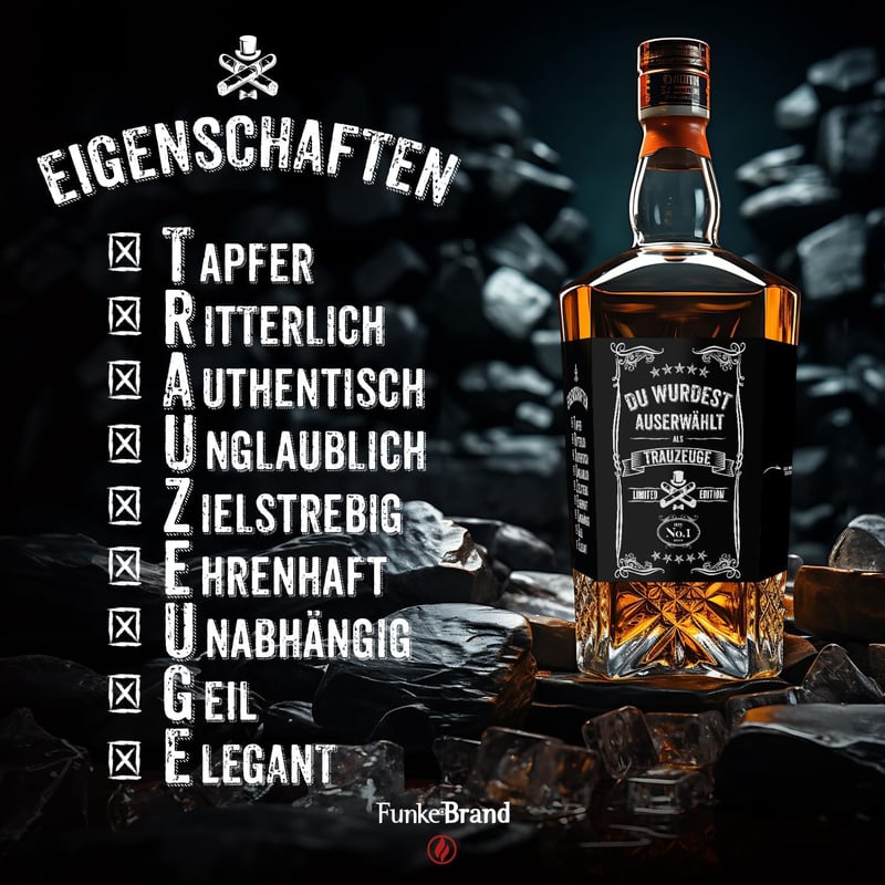 Trauzeuge Flaschenetikett - Selbstklebend für Whiskyflaschen