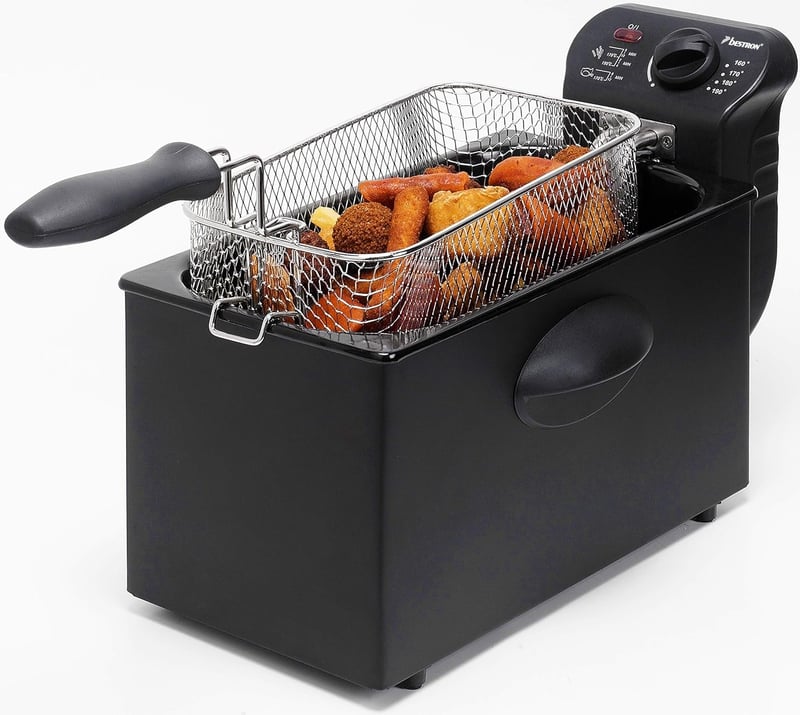 Ölfritteuse mit Kaltzonentechnologie, 3,5 Liter, 2000 Watt, Schwarz