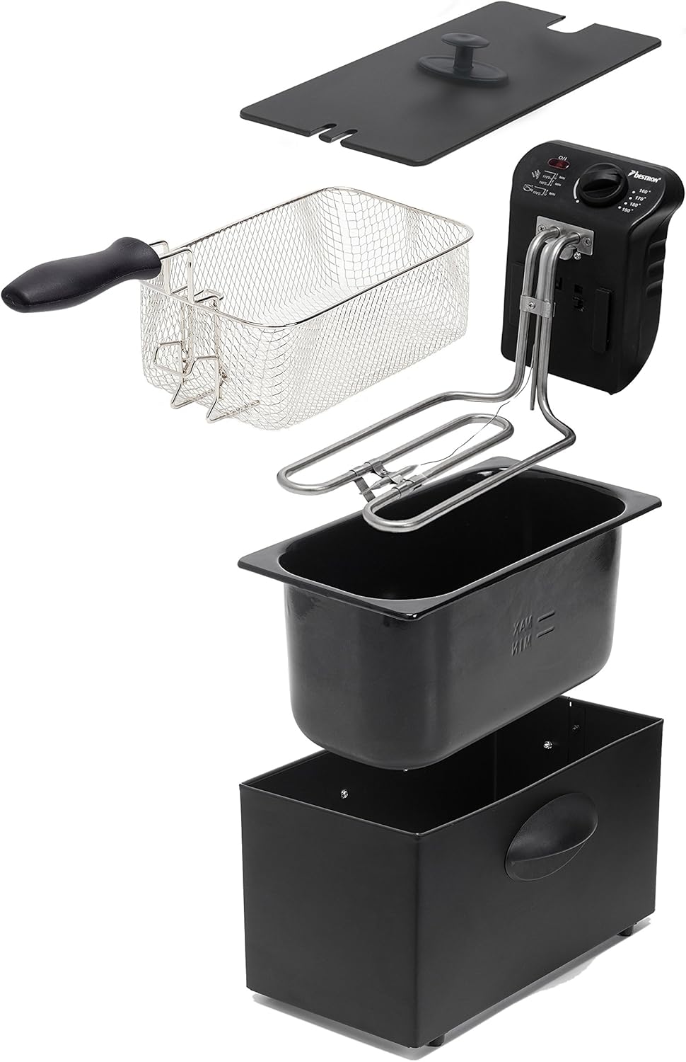 Ölfritteuse mit Kaltzonentechnologie, 3,5 Liter, 2000 Watt, Schwarz