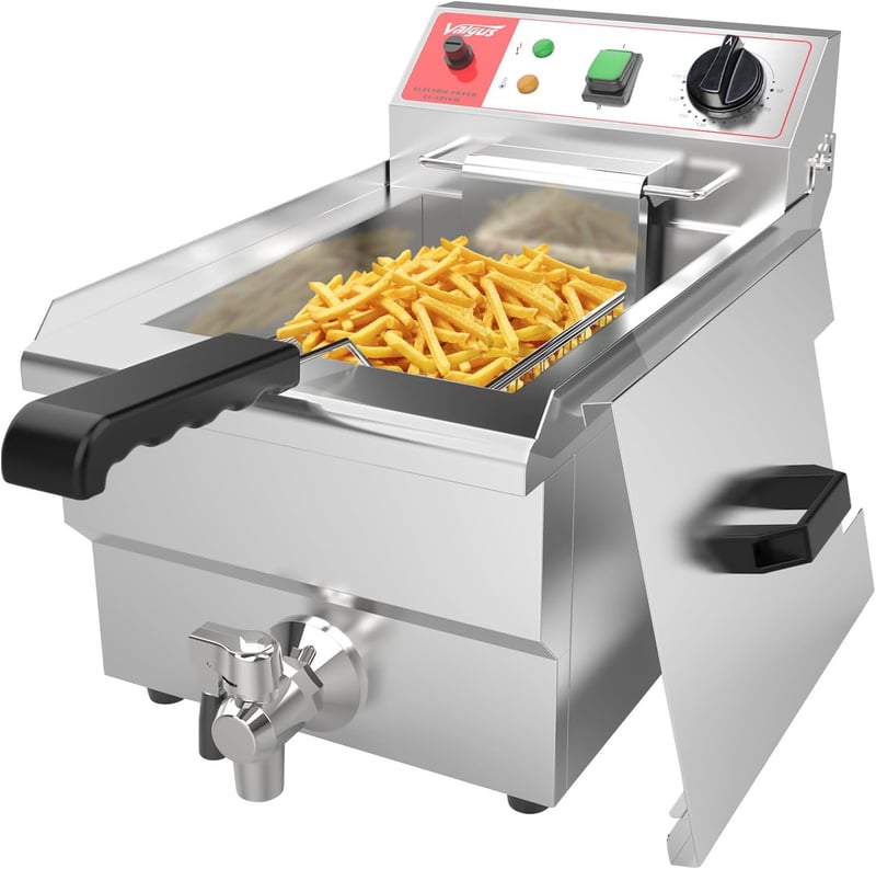 Edelstahl-Fritteuse 3000W 10L mit Korb und Ablaufsystem