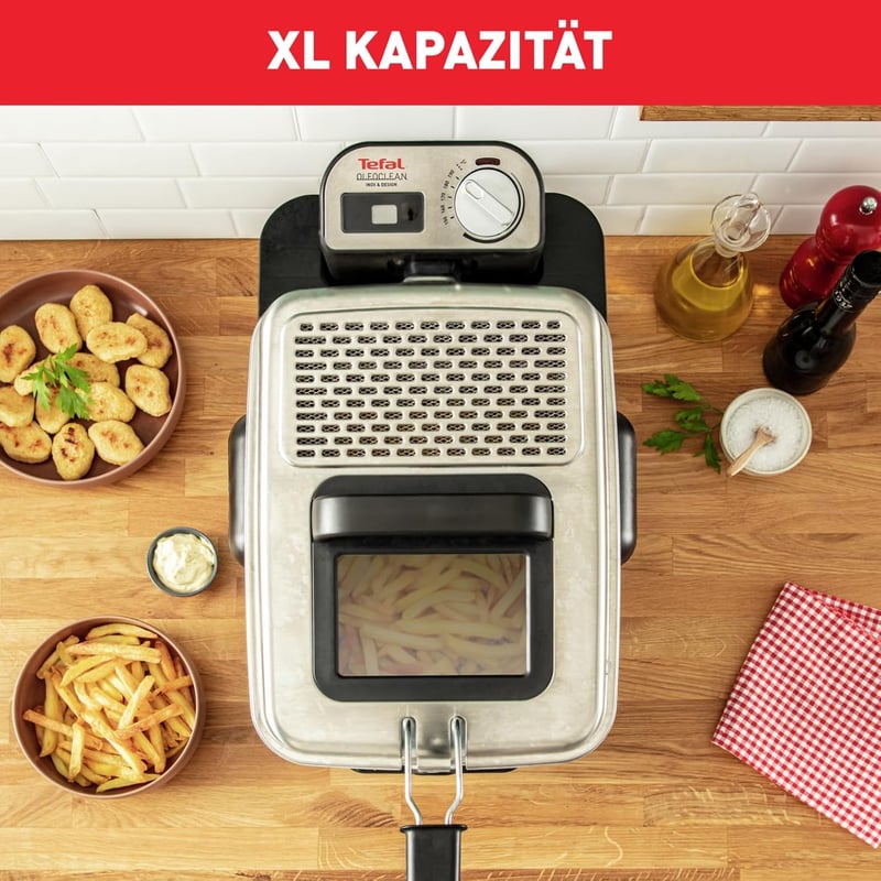 Tefal Oleoclean Pro Fritteuse 2300W, 1,2 kg, Schwarz, Edelstahl