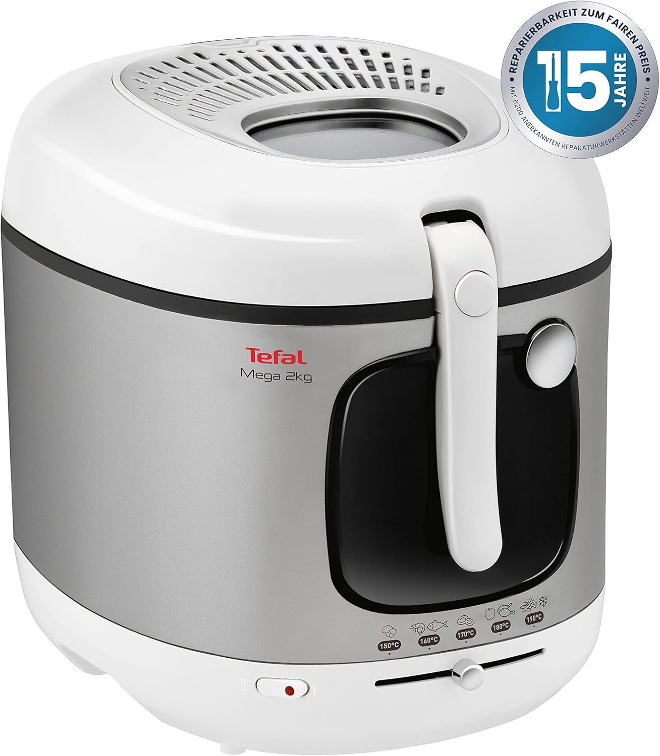 Tefal Elektrische Fritteuse 3,3L - 2kg Kapazität, Edelstahl, weiß
