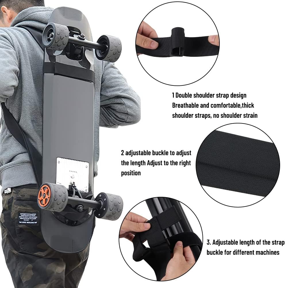 Skateboard Rucksack mit verstellbarem Schultergurt, Schwarz