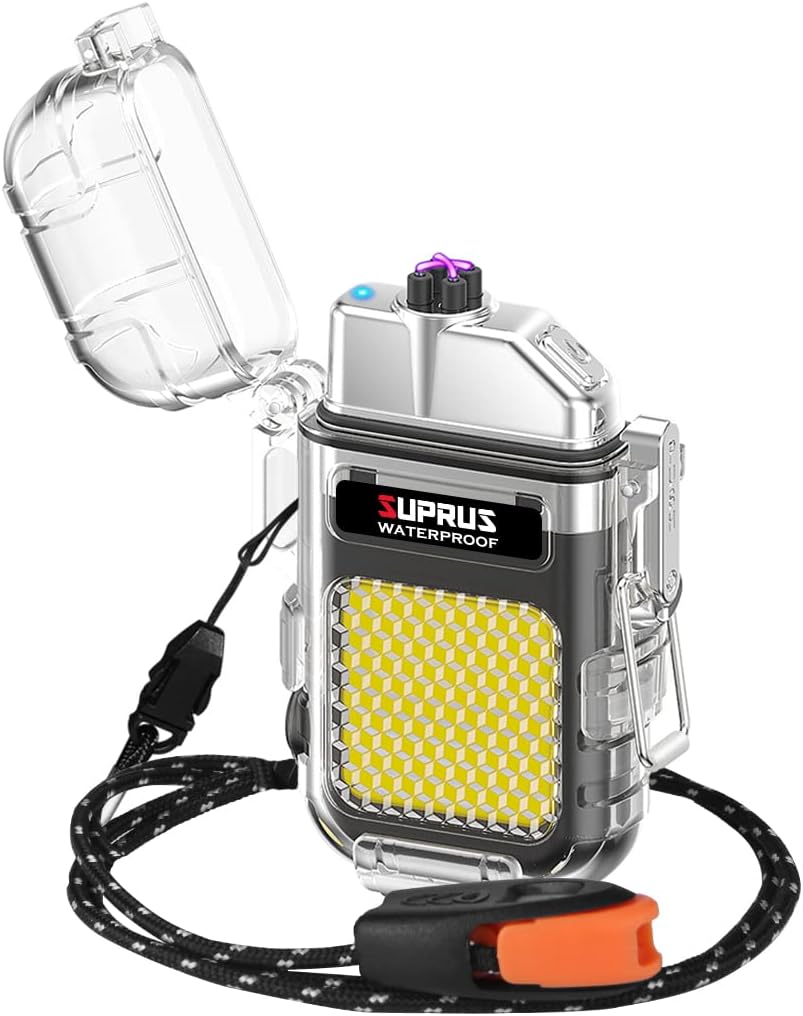 Wasserdichtes, wiederaufladbares Dual Arc Plasma-Feuerzeug mit Taschenlampenfunktion
