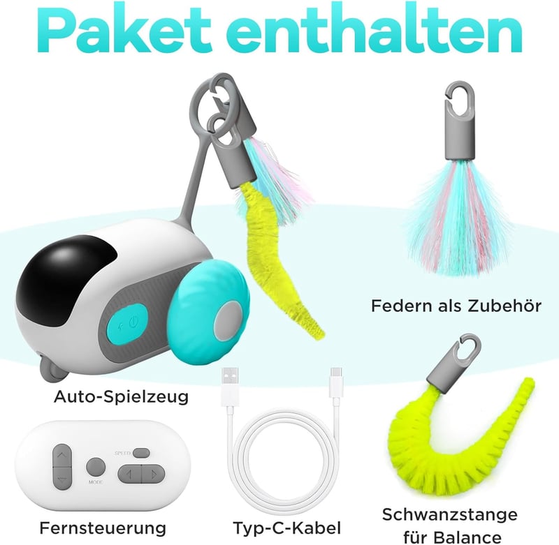 Interaktives Katzenspielzeug mit elektrischem Turboschwanz, blau