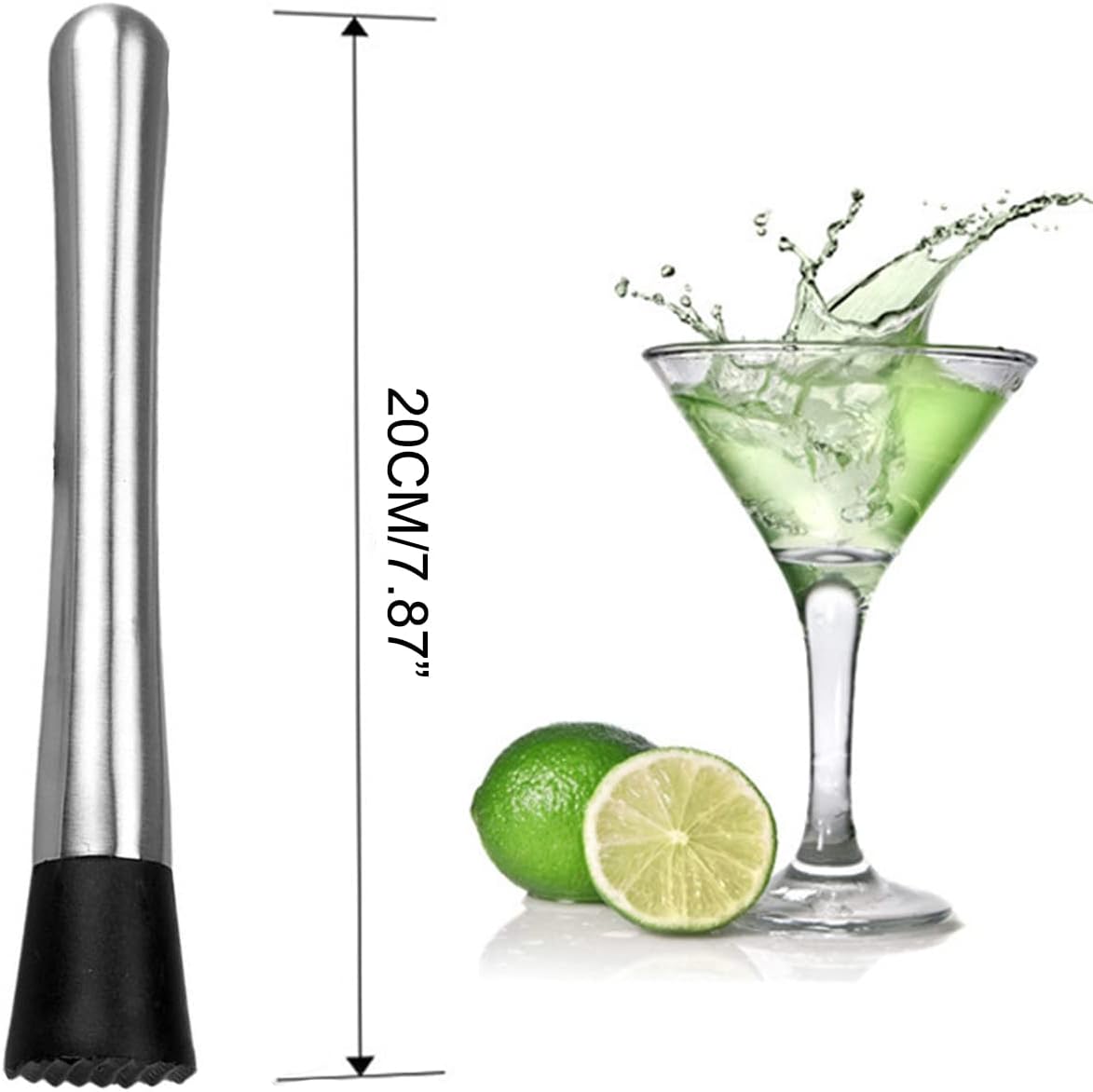 Edelstahl Cocktailstößel 20 cm – Professioneller Mixer für Drinks und Säfte