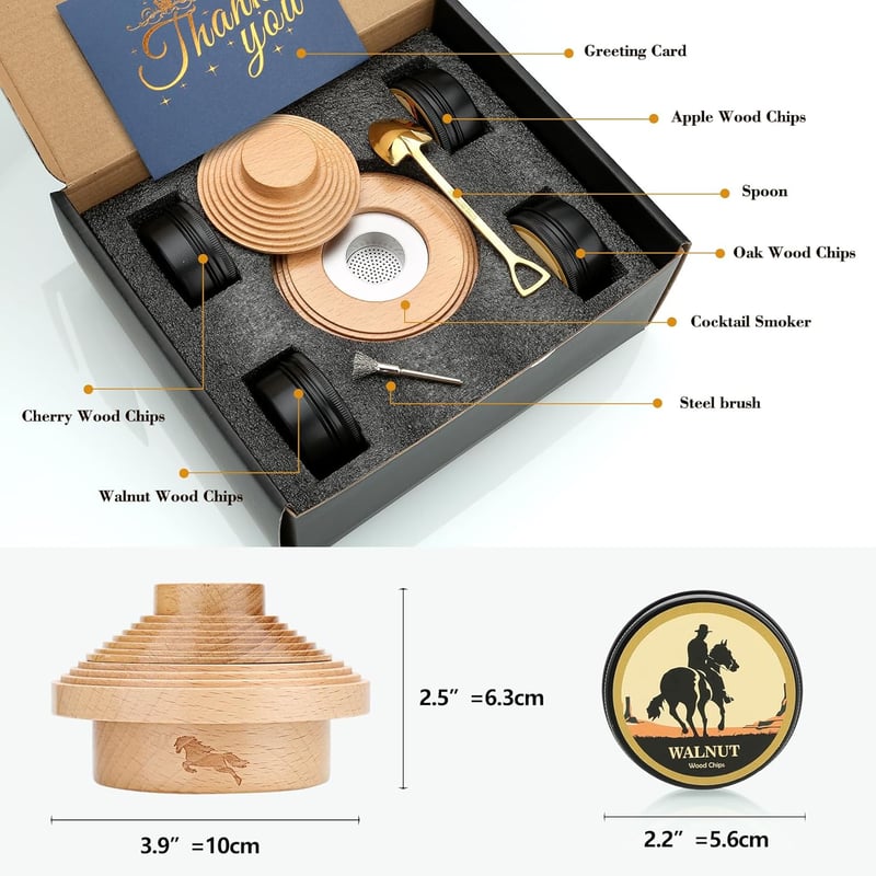 Cocktail Smoker Kit mit 4 Holzchips – Geschenk für Männer