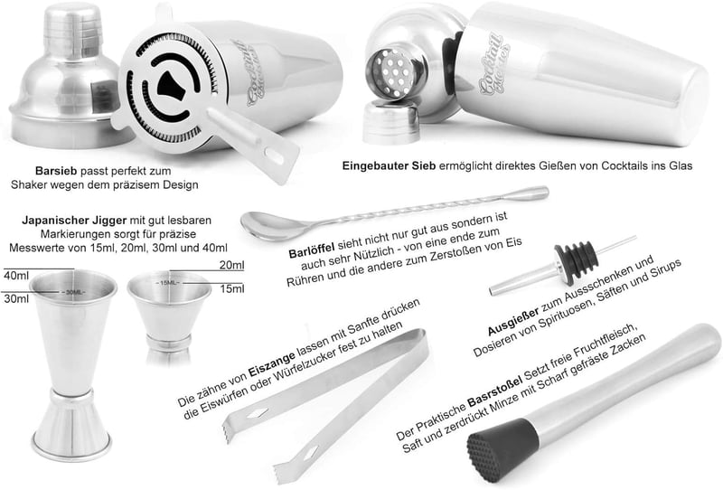 Premium Cocktail Shaker Set für Zuhause oder die Bar