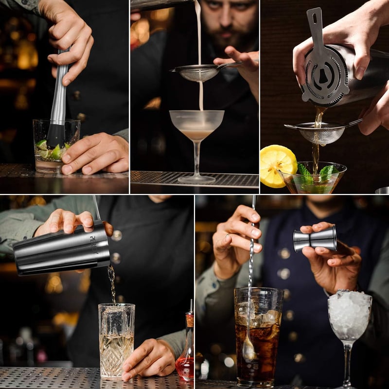 Cocktail Set mit Shaker, Jigger und Barwerkzeug - 16 Teile