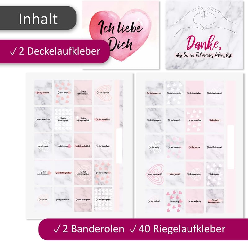 Aufkleber-Set Marmor für Merci Schokolade – Kreative Geschenkidee