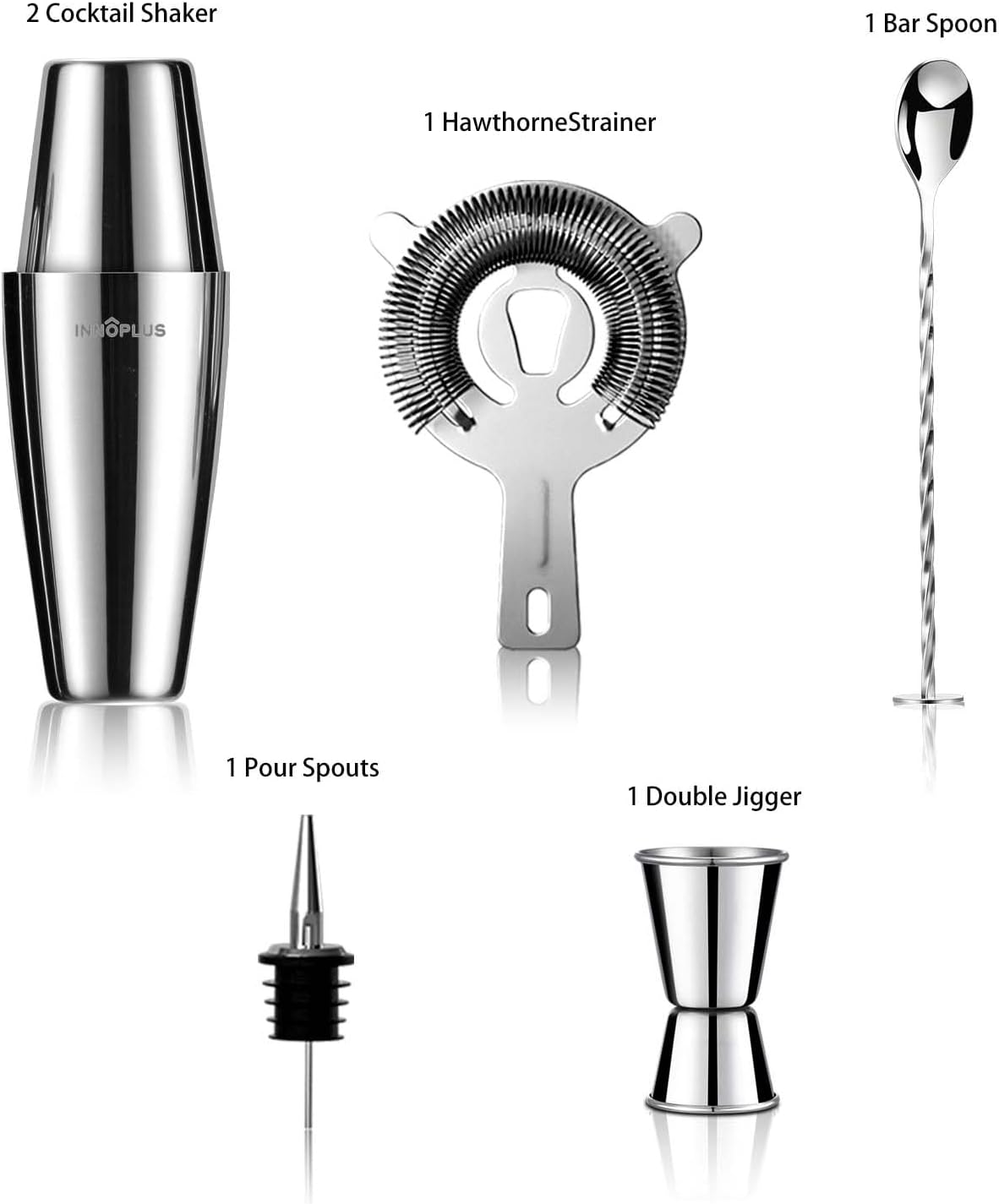 Premium Cocktail Shaker Set 800ML, Edelstahl 6-teiliges Geschenkset