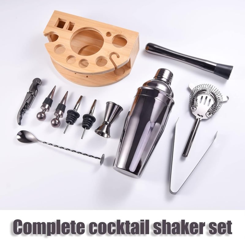 Cocktail Shaker Set 750ML Edelstahl mit Rezeptheft – Geschenk für Paare