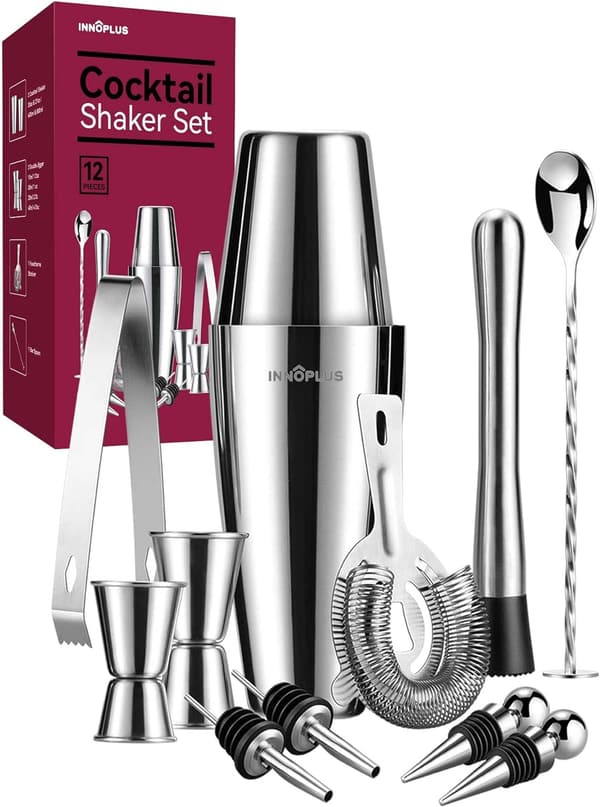 Premium Cocktail Shaker Set 12-teilig aus Edelstahl für Barkeeper