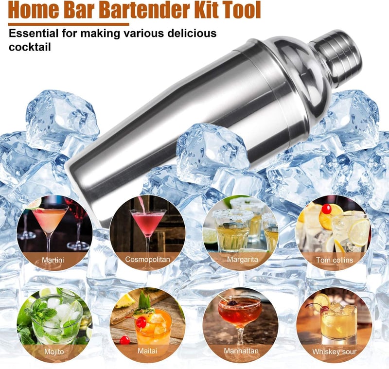 Cocktail Shaker Set 750ml - 12-teiliges Edelstahl Barkeeper Kit