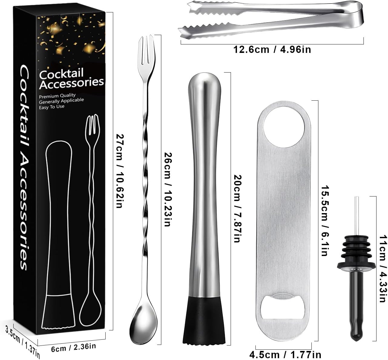 Edelstahl Cocktail Set (6-teilig) für Bar und Küche