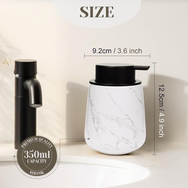 Marmor Schaumseifenspender aus Keramik für Küche, 350ml