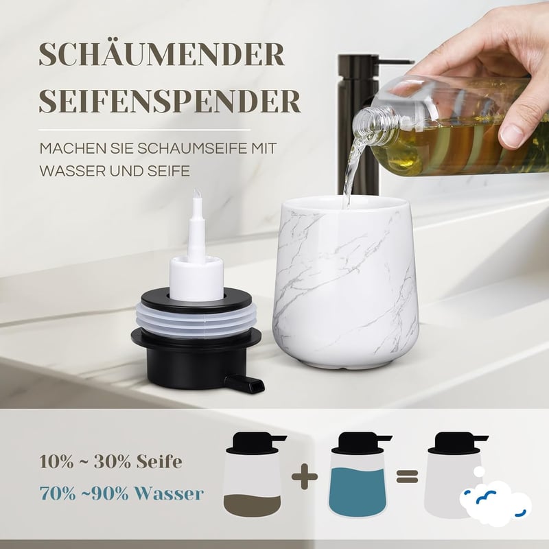 Marmor Schaumseifenspender aus Keramik für Küche, 350ml