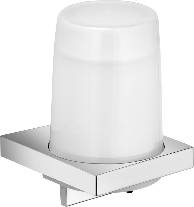 Wandmontierter Seifenspender aus verchromtem Metall und Kristallglas, 180ml