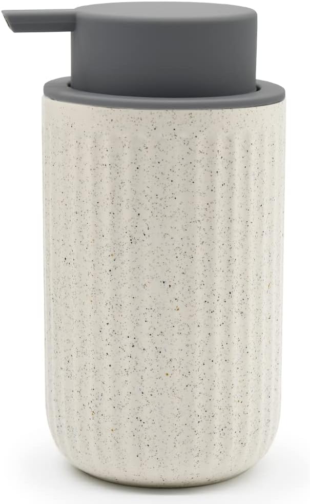 Nachfüllbarer Keramischer Seifenspender Beige für Küche und Bad, 400ml