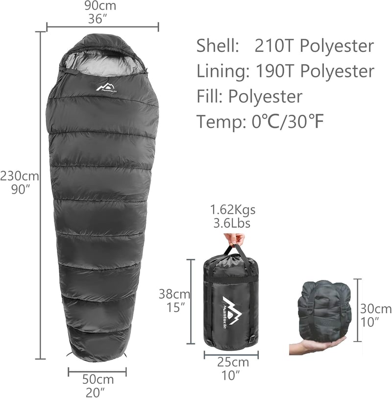 Beheizter Schlafsack im Mumien-Stil mit 5-teiligem USB-Set