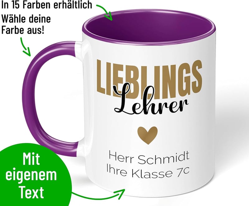 Personalisierte Kaffeetasse „Lieblings-Lehrer“ für Abschiedsgeschenk
