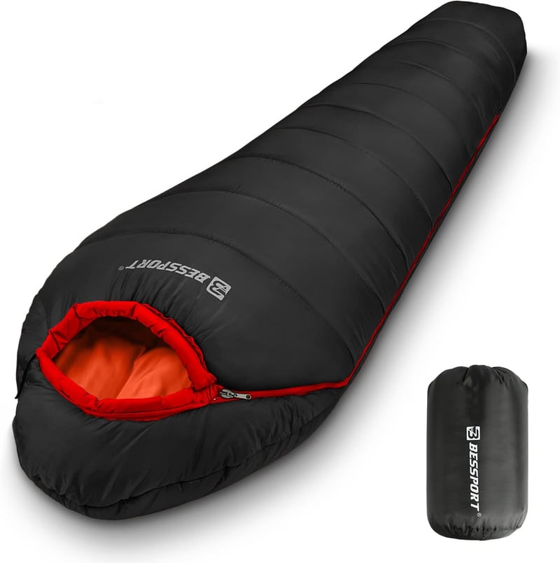 Bessport Mumienschlafsack 4 Jahreszeiten -10 bis 15℃, wasserabweisend für Camping