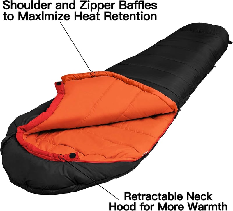 Bessport Mumienschlafsack 4 Jahreszeiten -10 bis 15℃, wasserabweisend für Camping