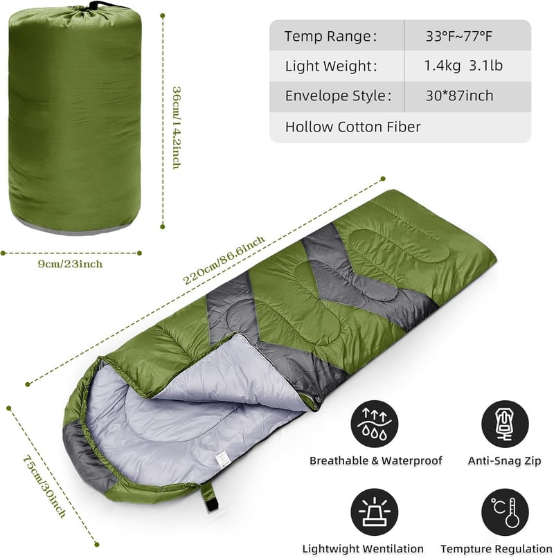Ultraleichter, wasserdichter Schlafsack für Erwachsene – 3-4 Jahreszeiten