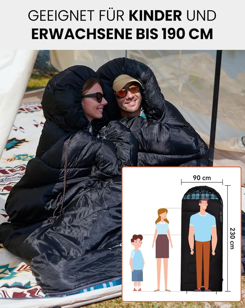 Ultraleichter Flannelschlafsack für Erwachsene, 3-4 Jahreszeiten, wasserdicht