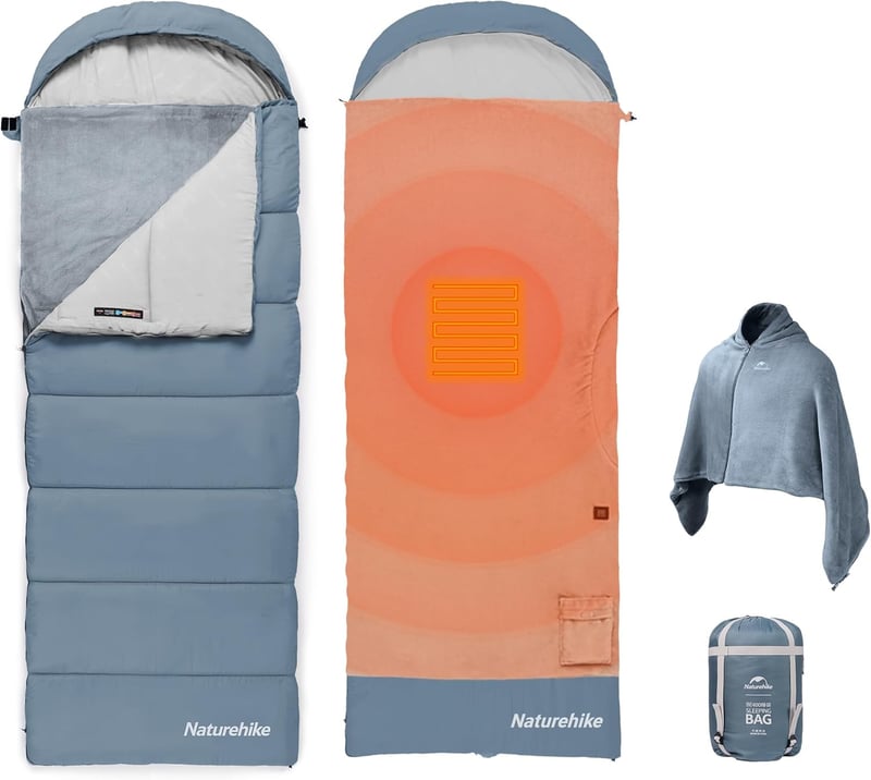 Beheizter Doppelschicht-Schlafsack für Camping – USB-betrieben, für Erwachsene