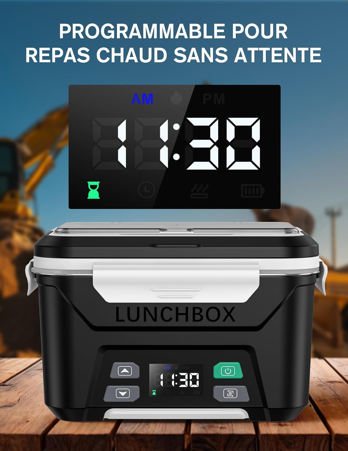 Elektrische Lunchbox mit Akku und automatischer Aufheizfunktion, 1,3L