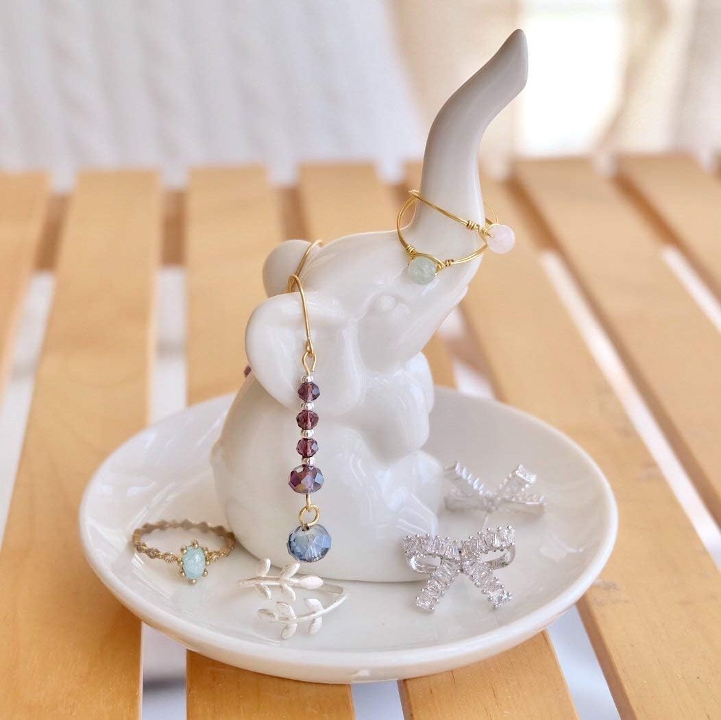 Einzigartiger Elefant Ringhalter aus Keramik – Geschenk für Frauen