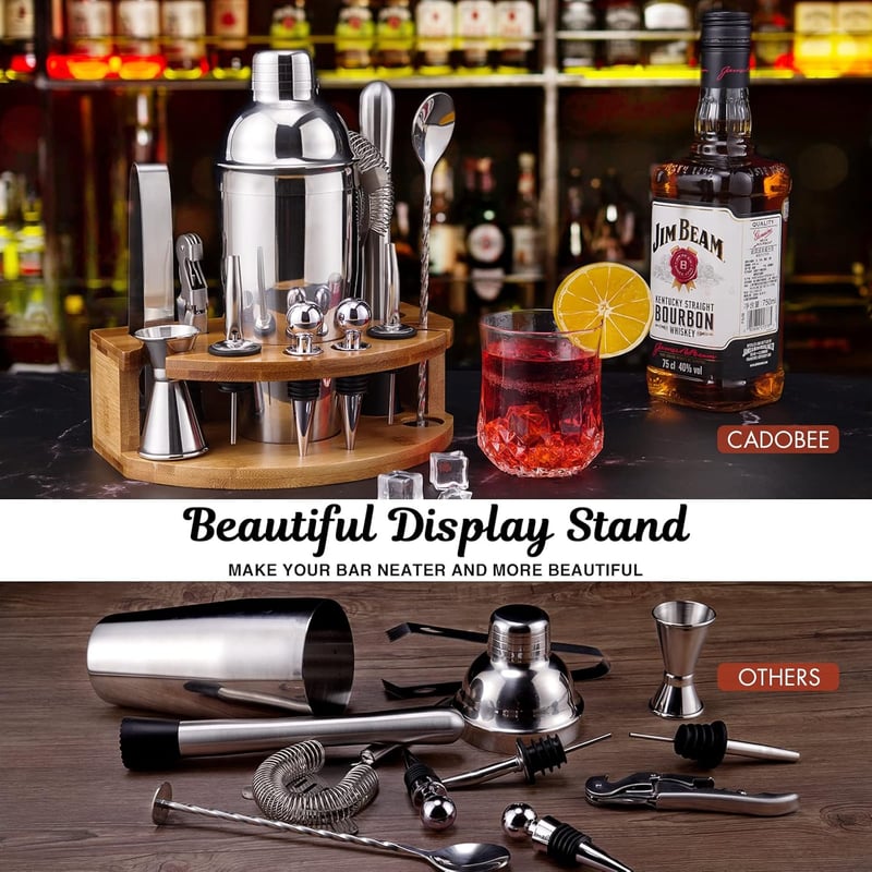 Professionelles Cocktail Shaker Set 12-teilig mit Ständer – Geschenk für Männer und Cocktailliebhaber