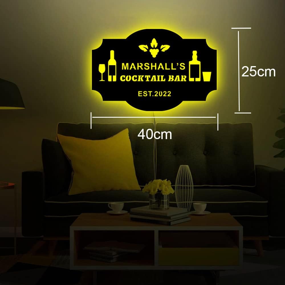 Personalisierte Neon Leuchtreklame für Hausbars mit Namen