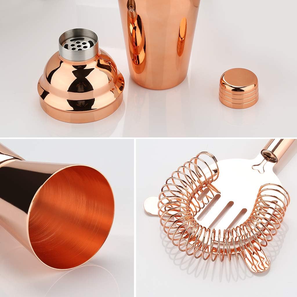 16-teiliges Edelstahl Cocktailset mit Holzständer – ideales Geschenk für Mixer