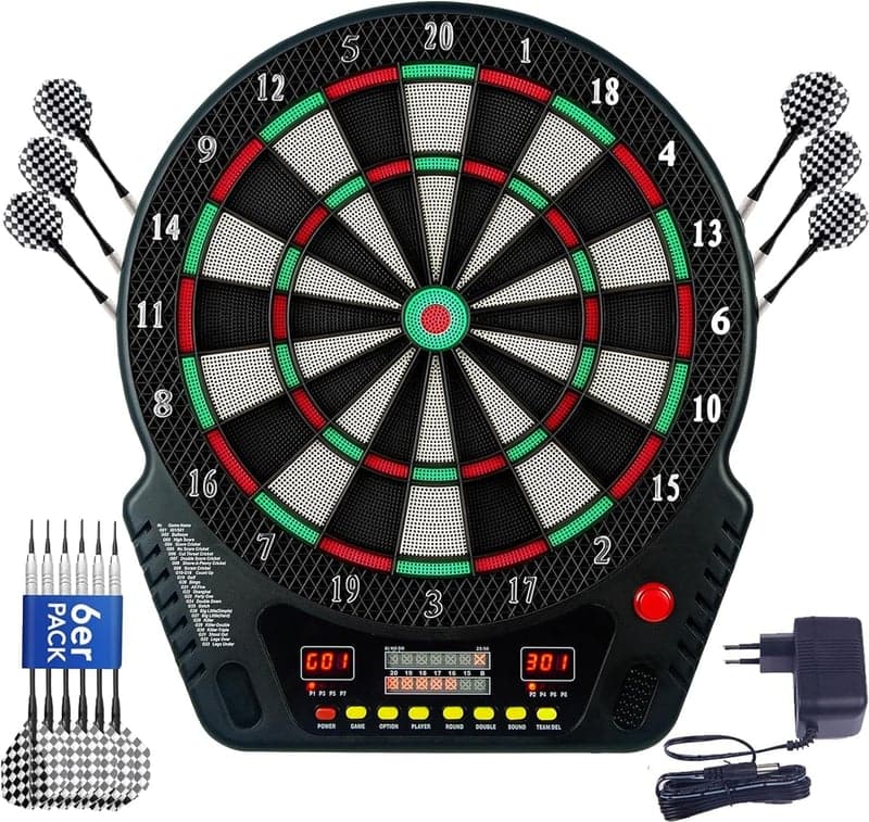 Elektronisches Dartboard für bis zu 8 Spieler – 33 Spiele, Sprachansagen, LED-Bildschirm