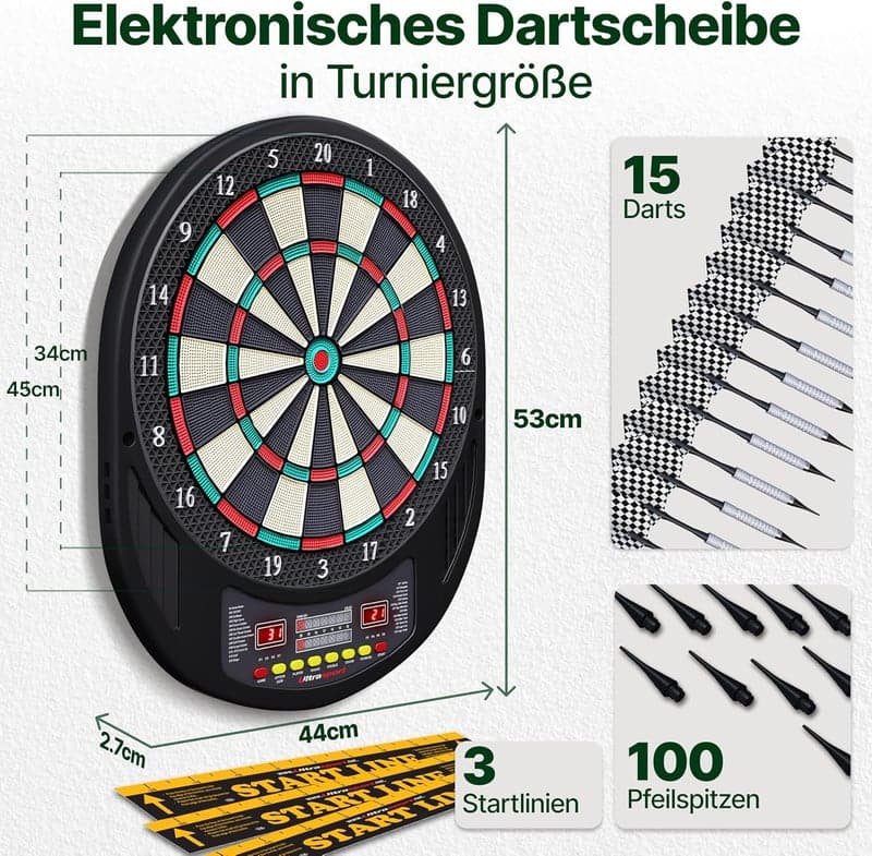 Ultrasport Elektrische Dartscheibe für Partys mit Stahldarts