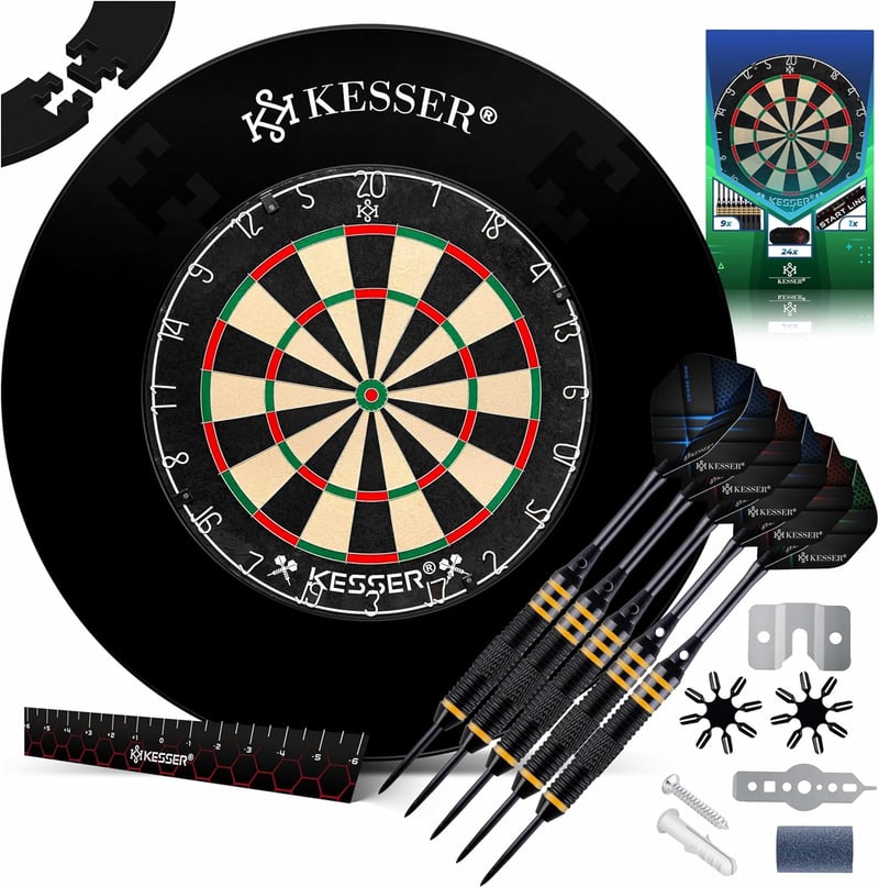 KESSER® Steeldart Professional Dartscheibe mit 9 Pfeilen und Zubehör